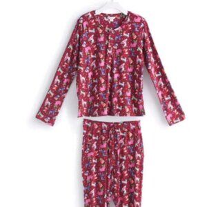 Vera Bradley Button Down Pajama Set Holiday Hounds XL
